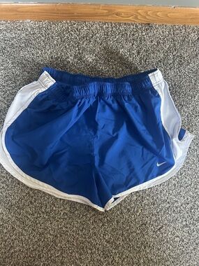 Nike Royal Blue Womens Athletic Running Shorts with White Trim